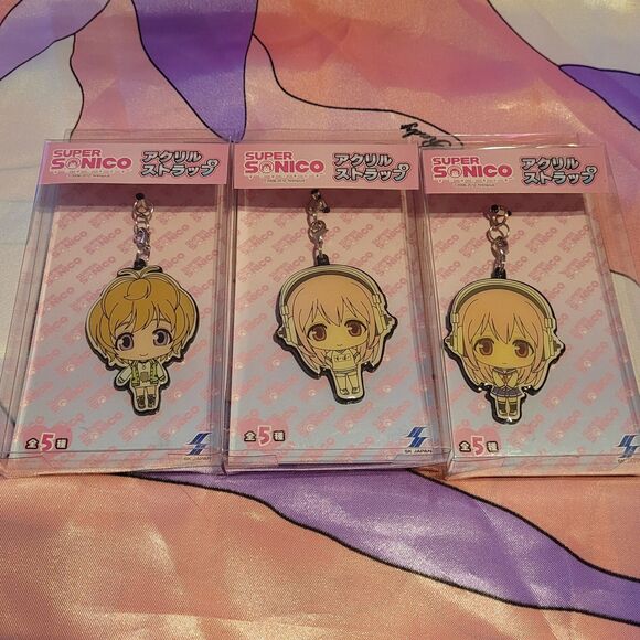 Super Sonico Keychain Lot of 3 Strap Japan Nitroplus Anime Manga Cosplay Kawaii - Picture 1 of 8